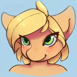 Size: 260x260 | Tagged: safe, artist:fluffleduckle, banned from derpibooru, deleted from derpibooru, derpibooru import, applejack, alternate hairstyle, blushing, short hair