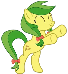 Size: 2000x2175 | Tagged: safe, artist:torvusil, banned from derpibooru, deleted from derpibooru, derpibooru import, apple fritter, earth pony, pony, apple family member, digital art, eyes closed, female, green hair, green mane, green tail, happy, high res, mare, paint.net, simple background, smiling, solo, standing, transparent background, upsies