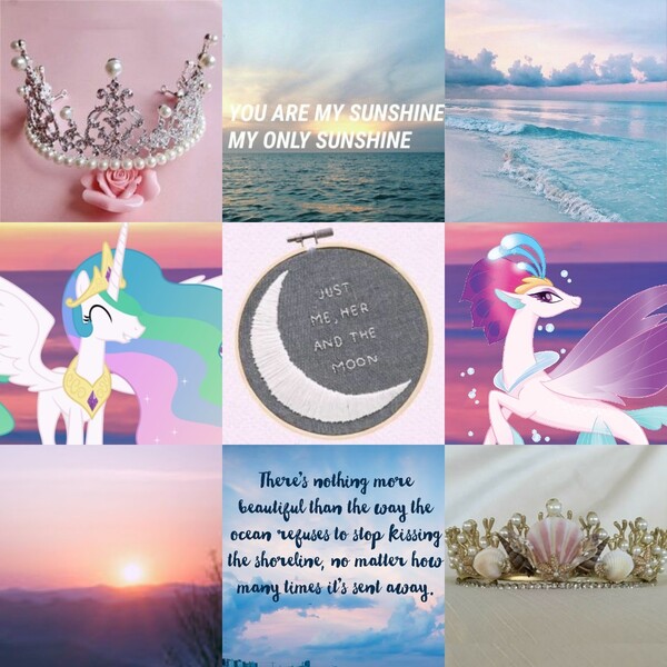 Size: 1080x1080 | Tagged: safe, artist:aesthetics2spare, banned from derpibooru, deleted from derpibooru, derpibooru import, princess celestia, queen novo, seapony (g4), my little pony: the movie, crack shipping, female, interspecies, lesbian, moodboard, novolestia, shipping