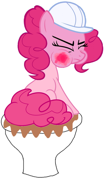 Size: 932x1644 | Tagged: safe, banned from derpibooru, deleted from derpibooru, derpibooru import, pinkie pie, sonic rainboom (episode), 1000 hours in ms paint, but why, diarrhea, fetish, hard hat, pain, poop, pooping, puffy cheeks, red face, scat, sitting, toilet