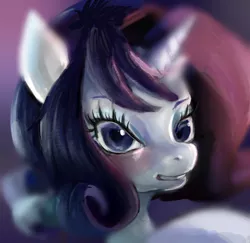 Size: 700x681 | Tagged: safe, artist:bonniethefox, banned from derpibooru, deleted from derpibooru, derpibooru import, rarity, unicorn, age progression, alternate hairstyle, looking at you, older, solo