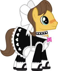 Size: 2481x3028 | Tagged: safe, banned from derpibooru, deleted from derpibooru, derpibooru import, edit, editor:feathertrap, vector edit, caramel, earth pony, pony, 1000 hours in gimp, blushing, bow, choker, clothes, crossdressing, dress, hair bow, maid, male, simple background, solo, stallion, transparent background, vector