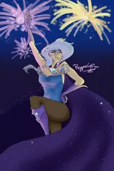Size: 1024x1536 | Tagged: safe, artist:reggaecyp, banned from derpibooru, deleted from derpibooru, derpibooru import, trixie, human, fireworks, humanized, smiling
