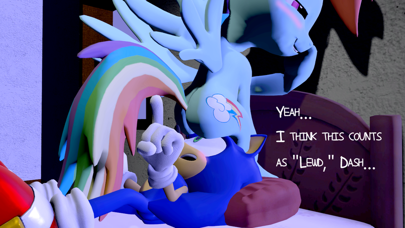 Size: 1280x720 | Tagged: questionable, artist:supersonicbros23, banned from derpibooru, deleted from derpibooru, derpibooru import, rainbow dash, 3d, bed, blushing, crossover, crossover shipping, faceful of ass, facesitting, female, interspecies, lewd, male, shipping, sonicdash, sonic the hedgehog, sonic the hedgehog (series), source filmmaker, straight