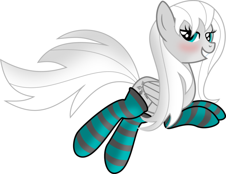 Size: 5000x3863 | Tagged: safe, artist:ifoxtrax, banned from derpibooru, deleted from derpibooru, derpibooru import, oc, oc:lenes, blushing, clothes, simple background, socks, solo, stockings, striped socks, thigh highs, transparent background, vector