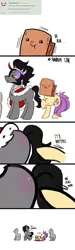 Size: 750x2500 | Tagged: suggestive, artist:paperbagpony, banned from derpibooru, deleted from derpibooru, derpibooru import, king sombra, oc, oc:paper bag, earth pony, pony, unicorn, ask paper bag, :t, blood, blushing, comic, embarrassed, eyes on the prize, face down ass up, female, frown, glare, grimderp, looking back, mare, nervous, nose wrinkle, nosebleed, raised hoof, raised leg, scrunchy face, shivering, shy, simple background, sombra eyes, white background, wide eyes