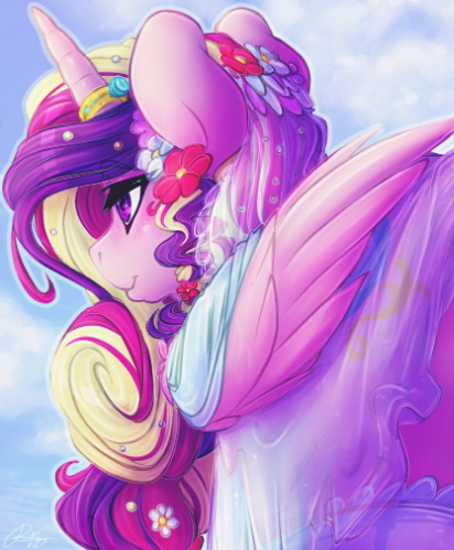 Size: 412x499 | Tagged: safe, artist:dimwitdog, banned from derpibooru, deleted from derpibooru, derpibooru import, edit, princess cadance, beautiful, butt, clothes, color porn, cropped, dress, flower, flower in hair, jewelry, plot, ring, solo, wedding dress, wedding ring, wedding veil, wingding eyes