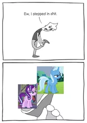 Size: 797x1128 | Tagged: safe, banned from derpibooru, deleted from derpibooru, derpibooru import, starlight glimmer, trixie, downvote bait, exploitable meme, meme, shitposting