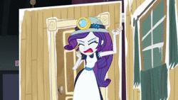 Size: 1280x720 | Tagged: safe, banned from derpibooru, deleted from derpibooru, derpibooru import, screencap, rarity, equestria girls, equestria girls series, opening night, accent, animated, apron, clothes, context is for the weak, cute, dancing, dancity, frown, grin, gritted teeth, hat, headlamp, helmet, miner, open mouth, rarara, raribetes, selfie soot, smiling, solo, sound, wat, webm, wide eyes