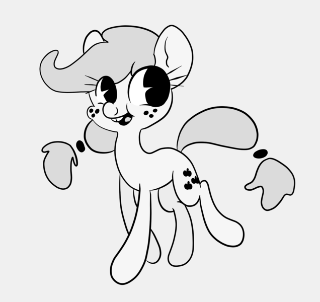 Size: 1420x1340 | Tagged: safe, artist:purrling, banned from derpibooru, deleted from derpibooru, derpibooru import, applejack, earth pony, pony, black and white, cartoony, female, grayscale, mare, monochrome, simple background, solo, white background