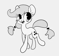 Size: 1420x1340 | Tagged: safe, artist:purrling, banned from derpibooru, deleted from derpibooru, derpibooru import, applejack, earth pony, pony, black and white, cartoony, female, grayscale, mare, monochrome, simple background, solo, white background