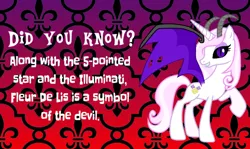 Size: 800x476 | Tagged: safe, artist:trini-mite, banned from derpibooru, deleted from derpibooru, derpibooru import, fleur-de-lis, demon, background pony strikes again, fact, horns