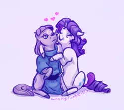 Size: 594x526 | Tagged: safe, artist:turtleponys, banned from derpibooru, deleted from derpibooru, derpibooru import, maud pie, rarity, earth pony, pony, unicorn, cutie mark, eyes closed, female, floppy ears, gray background, heart, hug, lesbian, mare, nuzzling, rarimaud, shipping, simple background, sitting