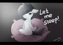 Size: 4092x2893 | Tagged: safe, artist:meowmavi, banned from derpibooru, deleted from derpibooru, derpibooru import, oc, oc:sleepy goodnight, unofficial characters only, earth pony, pony, bed, blank flank, cute, female, pillow, solo