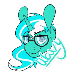 Size: 998x1028 | Tagged: safe, artist:xenovie, banned from derpibooru, deleted from derpibooru, derpibooru import, oc, oc:wavy, unofficial characters only, pony, unicorn, bust, commission, glasses, hidden signature, portrait, simple background, solo, transparent background