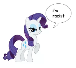 Size: 1445x1282 | Tagged: safe, artist:dubsrewatcher, banned from derpibooru, deleted from derpibooru, derpibooru import, rarity, 1000 hours in ms paint, duckery in the description, mouthpiece, racism