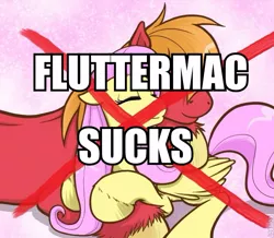 Size: 623x543 | Tagged: safe, banned from derpibooru, deleted from derpibooru, derpibooru import, big macintosh, fluttershy, all caps, background pony strikes again, caption, female, fluttermac, image macro, impact font, male, ship bashing, shipping, straight, text