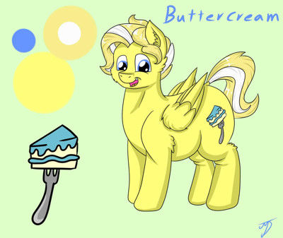 Size: 400x337 | Tagged: safe, artist:buttercream pony, banned from derpibooru, deleted from derpibooru, derpibooru import, oc, oc:buttercream, unofficial characters only, pegasus, pony, cake, chubby, cute, fat, food, male, ponysona, reference sheet, solo