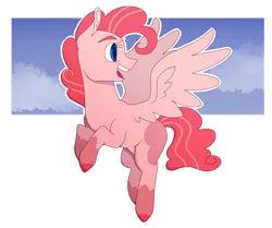 Size: 1280x1072 | Tagged: safe, artist:gabby-skies, banned from derpibooru, deleted from derpibooru, derpibooru import, pinkie pie, earth pony, pegasus, pony, leak, spoiler:g5, female, g5, mare, open mouth, pegasus pinkie pie, pinkie pie (g5), race swap, solo