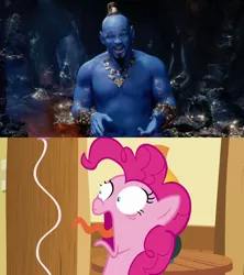 Size: 640x720 | Tagged: safe, banned from derpibooru, deleted from derpibooru, derpibooru import, pinkie pie, 28 pranks later, aladdin, faic, obligatory pony, reaction image, scared, will smith