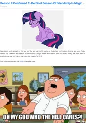 Size: 500x716 | Tagged: safe, banned from derpibooru, deleted from derpibooru, derpibooru import, twilight sparkle, season 9, spoiler:s09, family guy, peter griffin