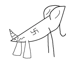 Size: 760x610 | Tagged: safe, banned from derpibooru, deleted from derpibooru, derpibooru import, oc, oc:gilbert, gilbert, horn, male, /mlp/, nazi, solo, swastika, wat