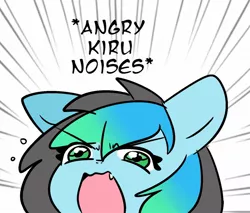 Size: 1200x1021 | Tagged: safe, artist:kiruart, banned from derpibooru, deleted from derpibooru, derpibooru import, oc, oc:kiru, unofficial characters only, pegasus, pony, angry dog noises, angry horse noises, descriptive noise, horse noises, solo