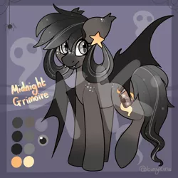 Size: 2000x2000 | Tagged: safe, artist:kiruart, banned from derpibooru, deleted from derpibooru, derpibooru import, oc, oc:midnight grimoire, unofficial characters only, bat pony, pony, bat pony oc, bat wings, solo, wings