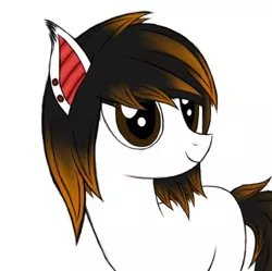 Size: 1024x1020 | Tagged: safe, artist:arrgus-korr, banned from derpibooru, deleted from derpibooru, derpibooru import, oc, oc:lilith andersson, unofficial characters only, earth pony, pony, base used, bat ears, female, halfbody, mare, piercing, simple background, solo, white background