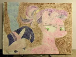 Size: 4032x3024 | Tagged: suggestive, artist:big-kid, banned from derpibooru, deleted from derpibooru, derpibooru import, sonata dusk, spoiled rich, twilight sparkle, pony, unicorn, equestria girls, rainbow rocks, where the apple lies, winter wrap up, colored pencil drawing, eye, hoof touching, hooves, spoiled milk, traditional art