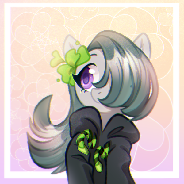 Size: 975x975 | Tagged: safe, artist:jumblehorse, banned from derpibooru, deleted from derpibooru, derpibooru import, marble pie, earth pony, pony, clothes, colored pupils, cute, female, flower, flower in hair, marblebetes, mare, solo, sweatshirt