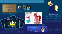 Size: 1280x691 | Tagged: safe, artist:northerndawnart, banned from derpibooru, deleted from derpibooru, derpibooru import, alicorn, pony, advertisement, banner, base used, commission info, emotes, twitch