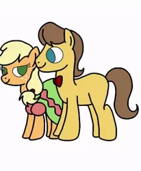 Size: 366x444 | Tagged: safe, artist:kittythenerd, banned from derpibooru, deleted from derpibooru, derpibooru import, applejack, caramel, pony, carajack, female, male, shipping, straight