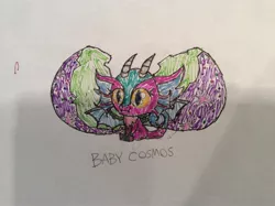 Size: 2592x1936 | Tagged: safe, artist:trini-mite, banned from derpibooru, deleted from derpibooru, derpibooru import, cosmos (character), pony, baby, egg, solo, traditional art, younger