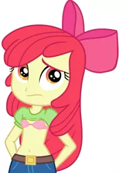 Size: 1869x2708 | Tagged: suggestive, banned from derpibooru, deleted from derpibooru, derpibooru import, edit, vector edit, apple bloom, equestria girls, belly, belly button, bra, clothes, fetish, midriff, navel fetish, shirt, shirt lift, underwear, vector
