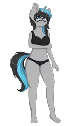 Size: 2280x4000 | Tagged: suggestive, artist:mimihappy99, banned from derpibooru, deleted from derpibooru, derpibooru import, oc, unofficial characters only, anthro, plantigrade anthro, unicorn, barefoot, belly button, black underwear, breasts, clothes, commission, feet, female, frilly underwear, panties, simple background, solo, transparent background, underwear