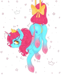 Size: 1612x2000 | Tagged: suggestive, alternate version, artist:gunya, banned from derpibooru, deleted from derpibooru, derpibooru import, oc, oc:empress lace, alicorn, pony, alicorn oc, butt, clothes, crown, cute, female, heart, horn, jewelry, looking back, panties, plot, regalia, simple background, solo, stars, transparent background, underwear, wings, yellow underwear
