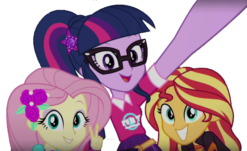 Size: 2048x1260 | Tagged: safe, banned from derpibooru, deleted from derpibooru, derpibooru import, edit, edited screencap, editor:larryboyfan1996, editor:superbobiann, screencap, fluttershy, sci-twi, sunset shimmer, twilight sparkle, equestria girls, equestria girls series, spoiler:eqg series (season 2), geode of telekinesis, magical geodes, not a vector, removed background, selfie