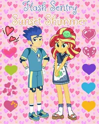 Size: 720x900 | Tagged: safe, artist:sketchmcreations, banned from derpibooru, deleted from derpibooru, derpibooru import, flash sentry, sunset shimmer, equestria girls, female, flashimmer, male, shipping, straight, sunset sushi