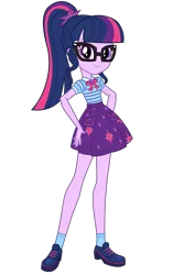 Size: 1365x2048 | Tagged: safe, banned from derpibooru, deleted from derpibooru, derpibooru import, editor:larryboyfan1996, sci-twi, twilight sparkle, equestria girls, equestria girls series, clothes, cute, geode of telekinesis, glasses, magical geodes, ponytail, shoes, skirt, smiling, socks