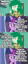 Size: 500x1121 | Tagged: safe, banned from derpibooru, deleted from derpibooru, derpibooru import, edit, edited screencap, screencap, the great seedling, twilight sparkle, twilight sparkle (alicorn), wallflower blush, alicorn, comic:the epilogue, equestria girls, going to seed, comic, delete this please, duplicate, fanfic art, implied apple bloom, school of friendship, screencap comic