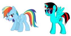 Size: 400x201 | Tagged: safe, artist:jawsandgumballfan24, artist:sinkbon, banned from derpibooru, deleted from derpibooru, derpibooru import, rainbow dash, oc, oc:ethan, alicorn, pegasus, pony, pony creator, alicorn oc, horn, simple background, transparent background, wings