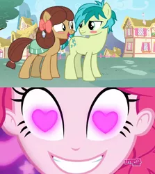 Size: 852x954 | Tagged: safe, artist:mlpfan3991, banned from derpibooru, deleted from derpibooru, derpibooru import, edit, screencap, pinkie pie, sandbar, yona, ponified, human, pony, coinky-dink world, eqg summertime shorts, equestria girls, equestria girls series, she's all yak, female, male, meme, pinkie's eyes, pony yona, shipping, species swap, straight, yonabar