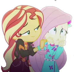Size: 2048x1985 | Tagged: safe, banned from derpibooru, deleted from derpibooru, derpibooru import, edit, edited screencap, editor:larryboyfan1996, screencap, fluttershy, sunset shimmer, equestria girls, equestria girls series, the last drop, spoiler:choose your own ending (season 2), spoiler:eqg series (season 2), background removed
