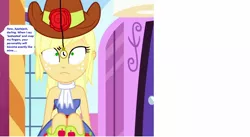 Size: 1315x720 | Tagged: safe, banned from derpibooru, deleted from derpibooru, derpibooru import, applejack, equestria girls, 1000 hours in ms paint, clothes, cowboy hat, cute, fall formal, fall formal outfits, hat, hypnosis, hypnotized, implied rarity, personality change, pocket watch, sitting, solo