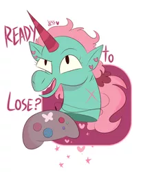 Size: 948x1158 | Tagged: safe, artist:jess-the-vampire, banned from derpibooru, deleted from derpibooru, derpibooru import, unicorn, barely pony related, controller, pony reference, text, xbox 360 controller