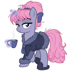 Size: 3200x3200 | Tagged: safe, artist:cheezedoodle96, banned from derpibooru, deleted from derpibooru, derpibooru import, oc, oc:velvet, pony, unicorn, .svg available, bathrobe, clothes, cup, female, glowing horn, horn, levitation, looking at you, magic, mare, messy mane, raised hoof, robe, see-through, sheer lingerie, simple background, solo, svg, teacup, telekinesis, transparent background, vector