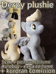Size: 810x1080 | Tagged: safe, artist:kuroran, banned from derpibooru, deleted from derpibooru, derpibooru import, derpy hooves, advertisement, female, irl, misspelling, photo, plushie, solo