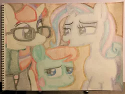 Size: 4032x3024 | Tagged: safe, artist:thor-disciple, banned from derpibooru, deleted from derpibooru, derpibooru import, moondancer, trixie, pony, rainbow roadtrip, traditional art