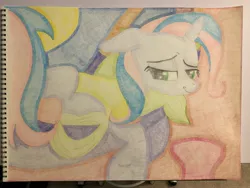 Size: 4032x3024 | Tagged: safe, artist:thor-disciple, banned from derpibooru, deleted from derpibooru, derpibooru import, trixie, pony, clothes, socks, solo, traditional art